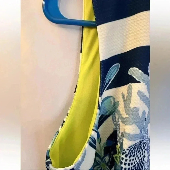 Eliza J NWT Dress Women Sheath Blue Lime Green Floral Sleeveless Size 8 - Picture 5 of 9